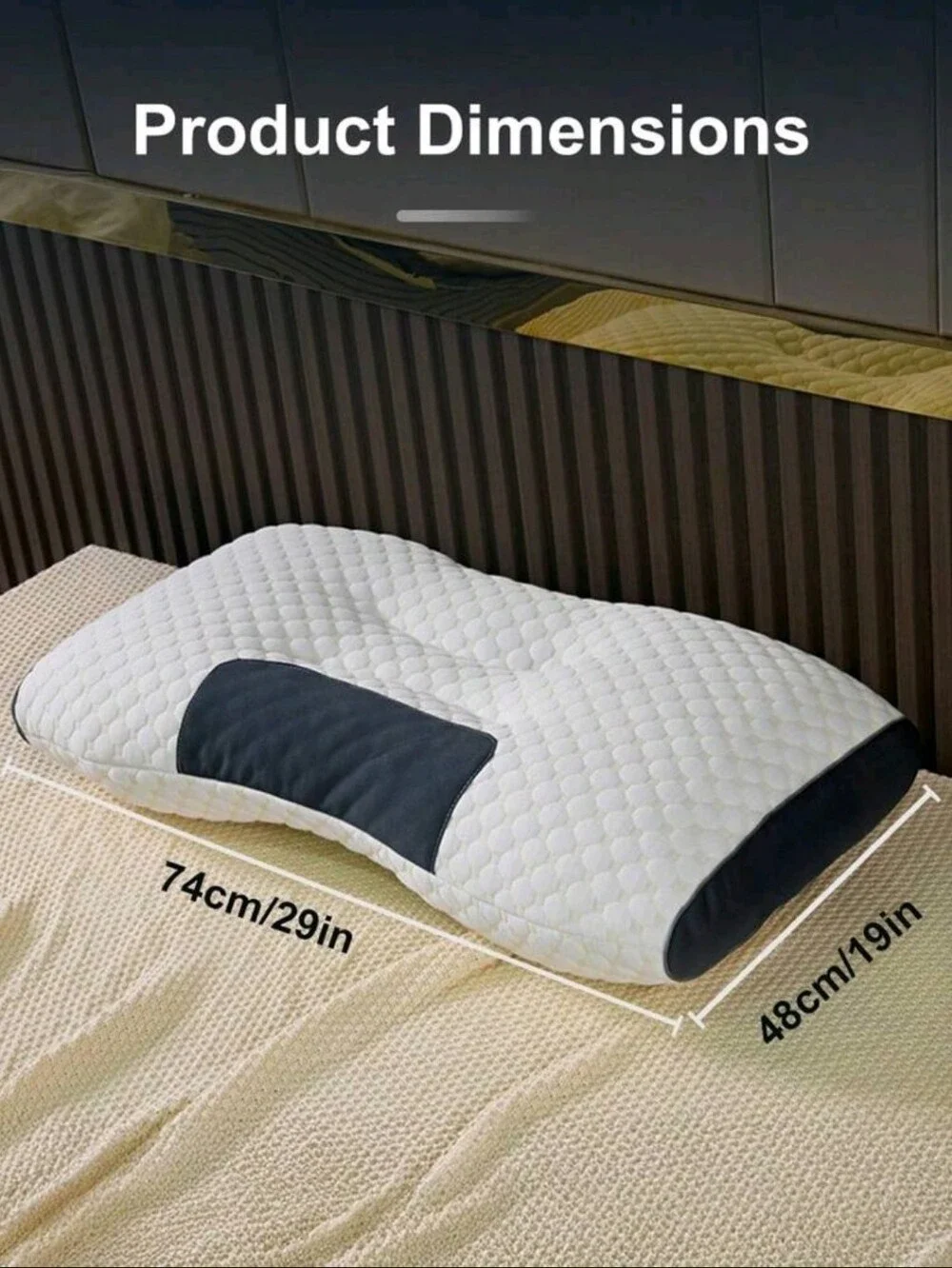 2 Pcs White and Black Contour Massage Pillows